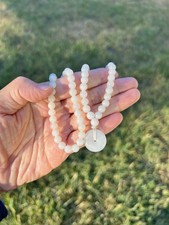 Top Genuine 100 Natural Nephrite Jade Pingan Disk Pendant Beaded Necklace B691 5