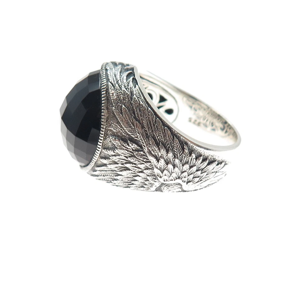Anillo Scott Kay Plata Esterlina 925 Real Negro Ónix Pájaro-Hombre Talla 8.25 Foto 4 de 4