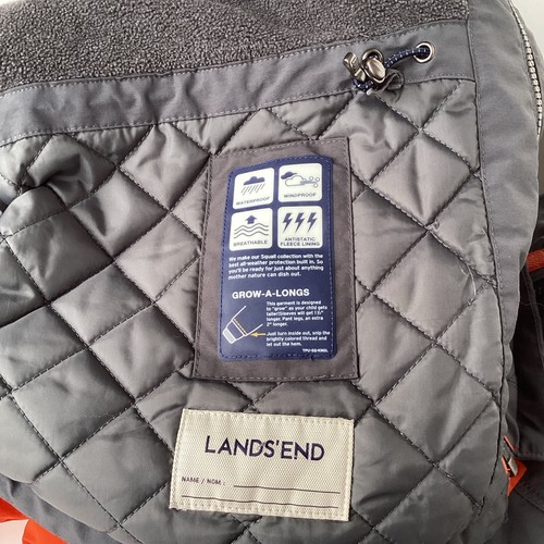 Lands End Boys Squall Winter Parka Jacket 18-20 Orange Gray Grow A Longs XL EUC - Picture 11 of 11