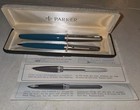 Nice turquoise vintage 1950s parker 61 fountain Pen & Mechanical Pencil Set  — photo 1
