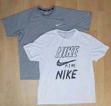 Nike Dri Fit Shirt Lot Of 2- Men's XL- Gray Swim Sun UPF40 + White Mesh Running 