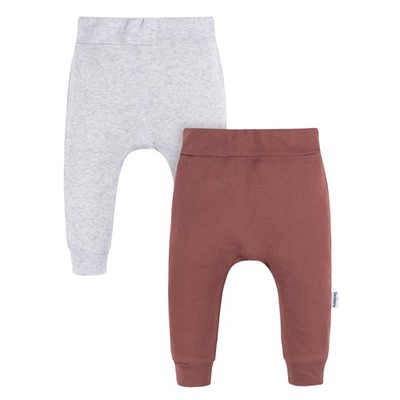 Gerber Gender Neutral Pants, 2-Pack, Size Newborn - Brown & Gray
