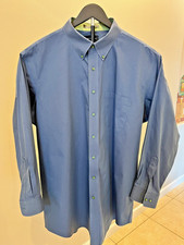 Paul Fredrick Men's Dress Shirt Non-Iron 100 Cotton Blue Stripe 18.5 X 35