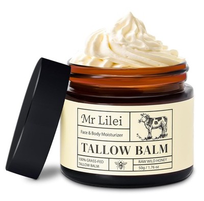 Beef Tallow for Skin - 100% Organic Grass-Fed Beef Tallow Balm with Raw Honey, N