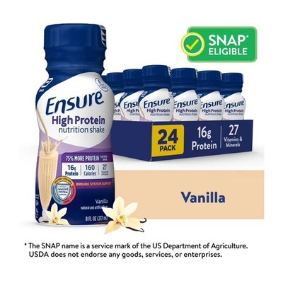 High Protein Vanilla Nutrition Shake 8 fl oz Bottle Pack of 24