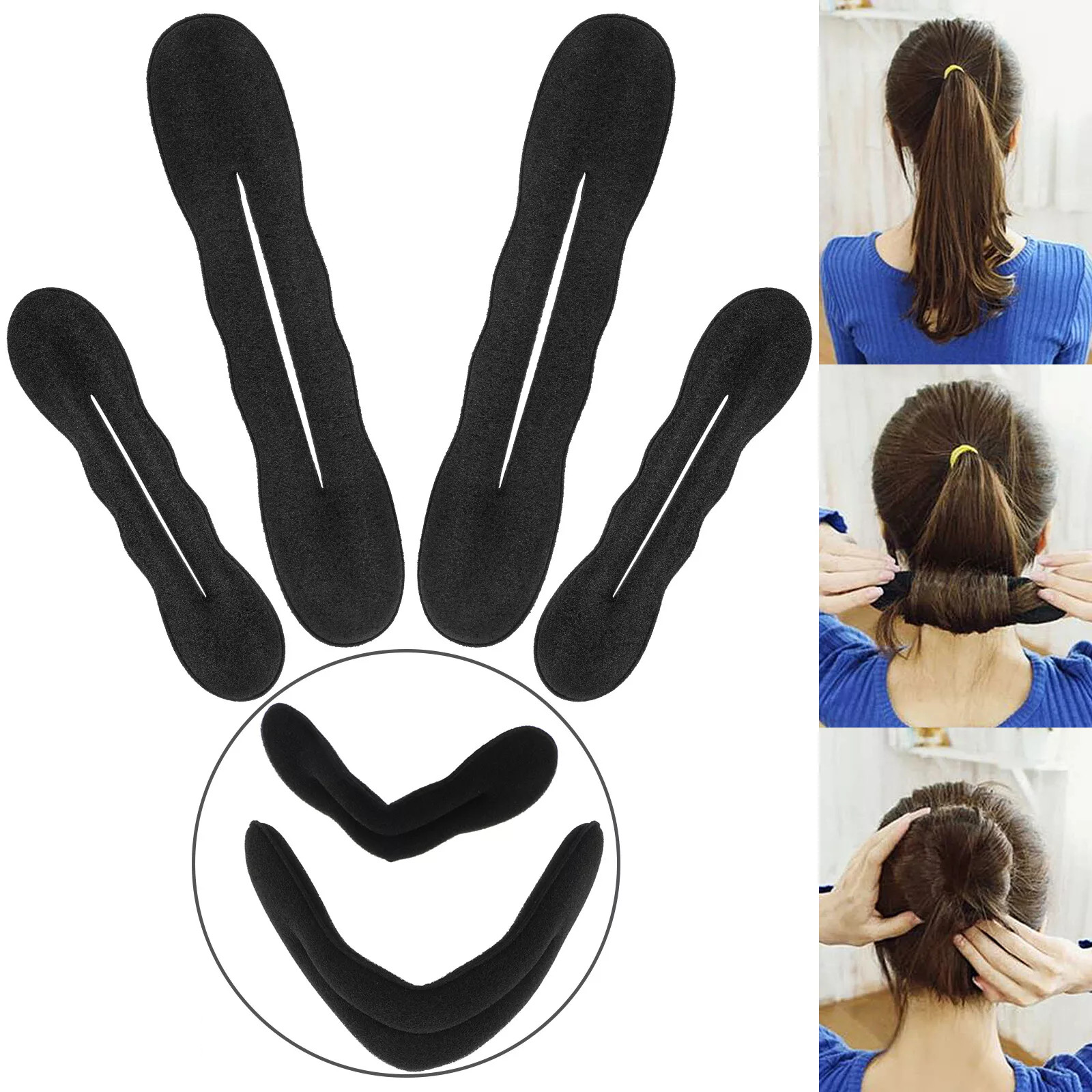 6× Hair Donut Bun Maker Magic Styling French Chignon Ballet Sock Updo DIY Tool