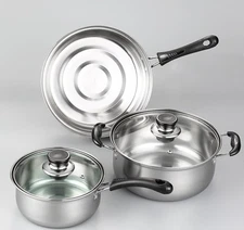 Stainless Steel Kitchenware Set Three-piece Pot Soup Pot Wok Kitchen Gift Gift C