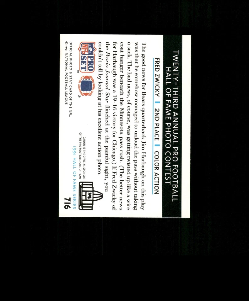 1991 Pro Set #716 Jim Harbaugh Football Card  Chicago Bears Michigan Wolverines - Image 2 of 2