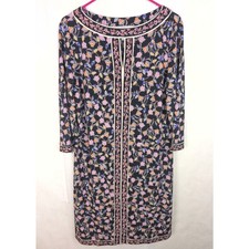 Wisp black floral stretch knit midi dress Size 14 Boho Cottagecore Prairie