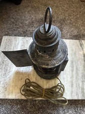 Antique Nautical Marine Lantern Red And Blue Glass Geo Carpenters Chicago lamp