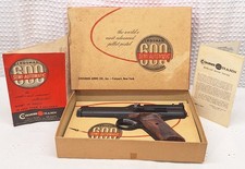 VINTAGE CROSMAN MODEL 600 SEMI-AUTOMATIC PELLET PISTOL 22 CAL N BOX W/ PAPERWORK
