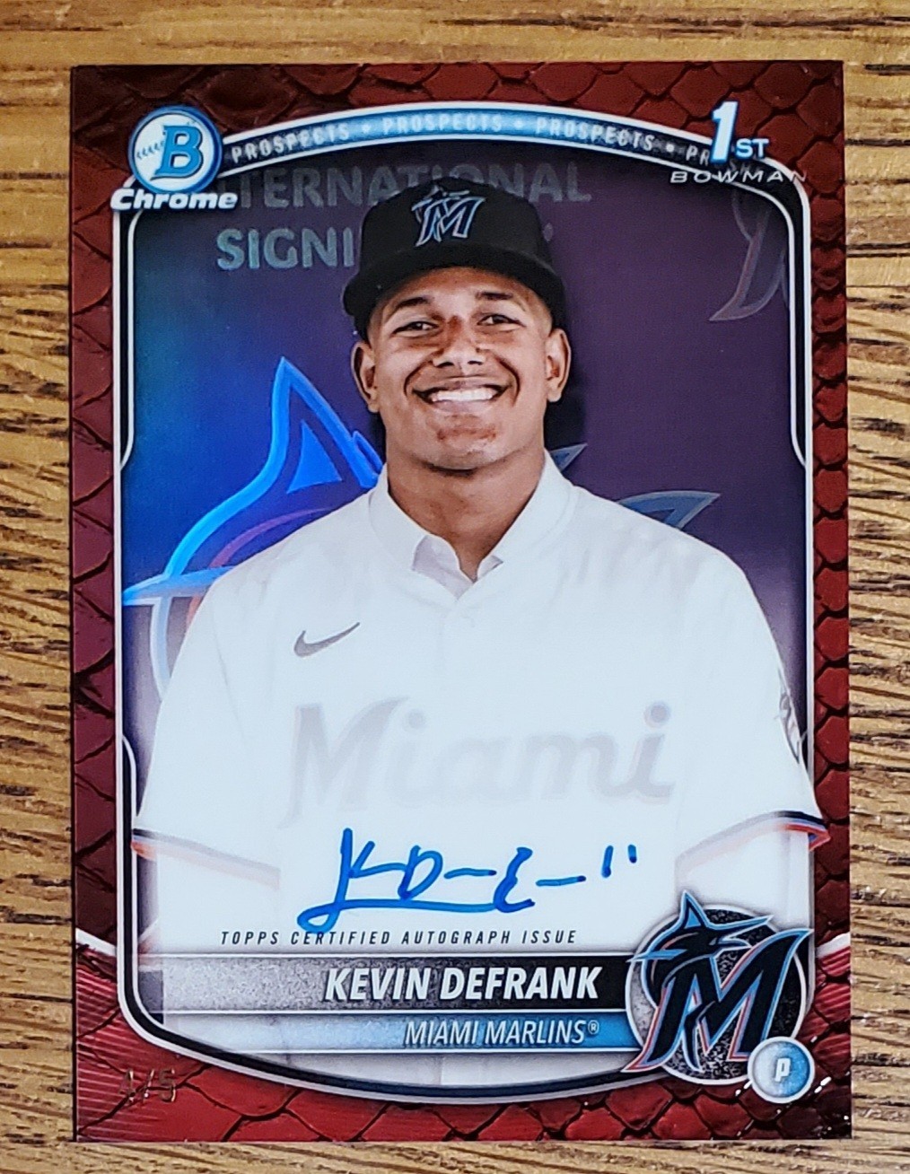 2025 Bowman Chrome - Red Reptilian Refractor Auto #CPA-KD Kevin Defrank /5