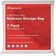 Mattress Bags for Moving and Storage, 2 Pack 4 Mil Mattress Storage Bag, He...