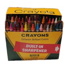 Vintage Binney Smith Crayola 64 Crayons Built-In Sharpener Violet Blue Unused