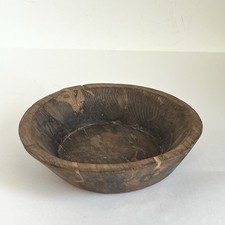 Primitive Look Farmhouse Hand Carved Wood Bowl Cottage Decor 2x10 Inch