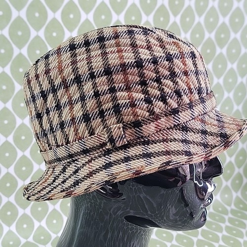 Cappello Uomo S Simpson 1976 Fedora Trilby Marrone Check Vintage Retrò 55 6 3/4  - Foto 1 di 8