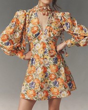 Anthropologie BHLDN Sadie Puff Sleeve Mini Dress Romance Garden Formal Womens 6