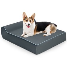 Orthopedic Dog Bed for Large Dogs with Removable Cover  Anti-slip Bottom Grey