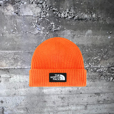 NF0A3FJX6HI The North Face TNF Logo Box Cuffed Beanie Hat Digital Orange