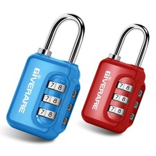 GIVERARE 2 Pack Combination Lock, 3-Digit Padlock Keyless, Resettable Luggage Lo