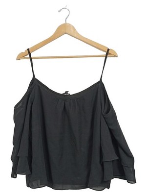 Buffalo David Bitton Damen Top Schwarz Gr. M Cold Shoulder Rüschen