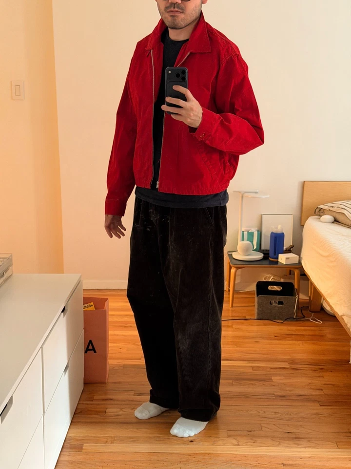 Винтажный красный Harrington куртка США сделано средний, квадратный - Изображение 4 из 4