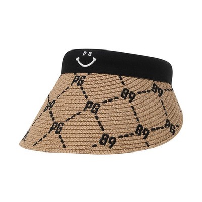 Genuine PEARLY GATES GOLF Womens Logo Argyle Raffia Visor 