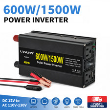 1500W Peak Power Inverter DC 12V to AC 110V Portable Solar Converter for Car RV