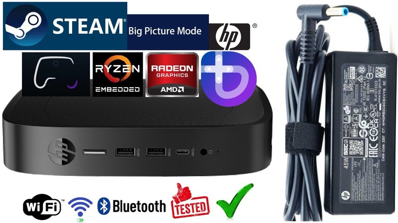 Steam BPM HP Mini PC Ryzen R1505G 3.3GHz 8GB RAM 128GB M.2 SSD Wifi/BT A/C Ad. ✅