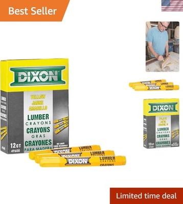12-Pack Yellow Lumber Marking Crayons - Ergonomic and Versatile for Any Surface