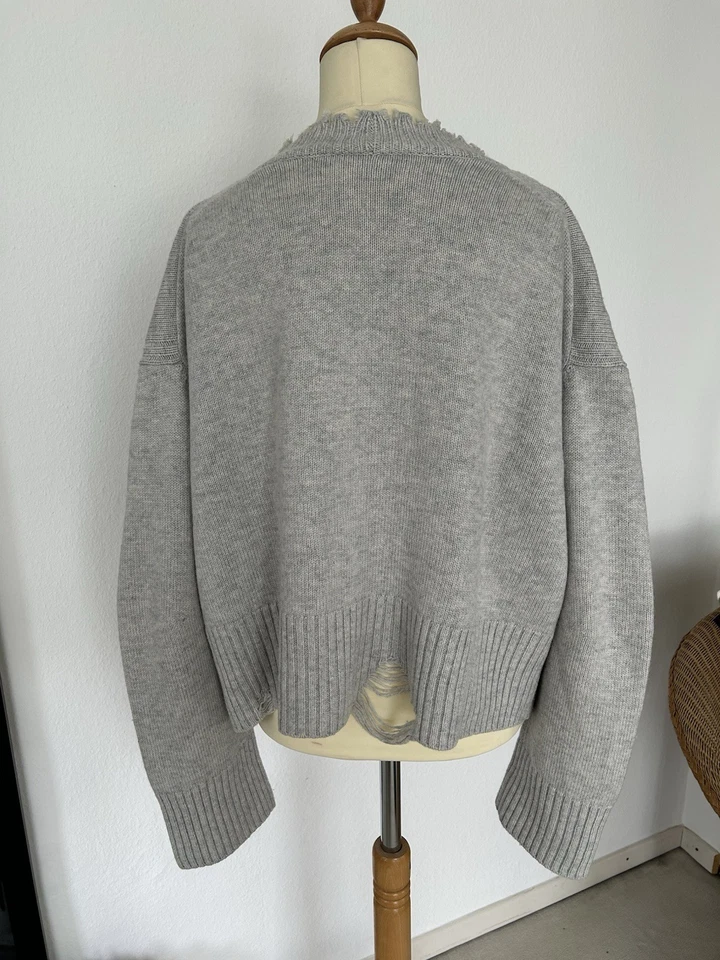 Helmut Lang Pullover Im Destroyed Look Grau Gr. S Top Zustand - Bild 2 von 4