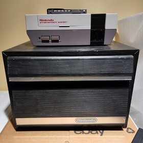 Nintendo NES Console Action Set Complete + NES 2 Drawer 28 game Storage Box. OEM