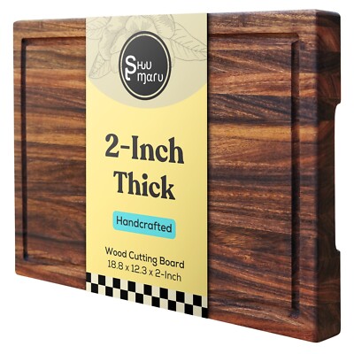 Shumaru 2-Inch Thick Large Butcher Block Cutting Board   18.8''x12.3''