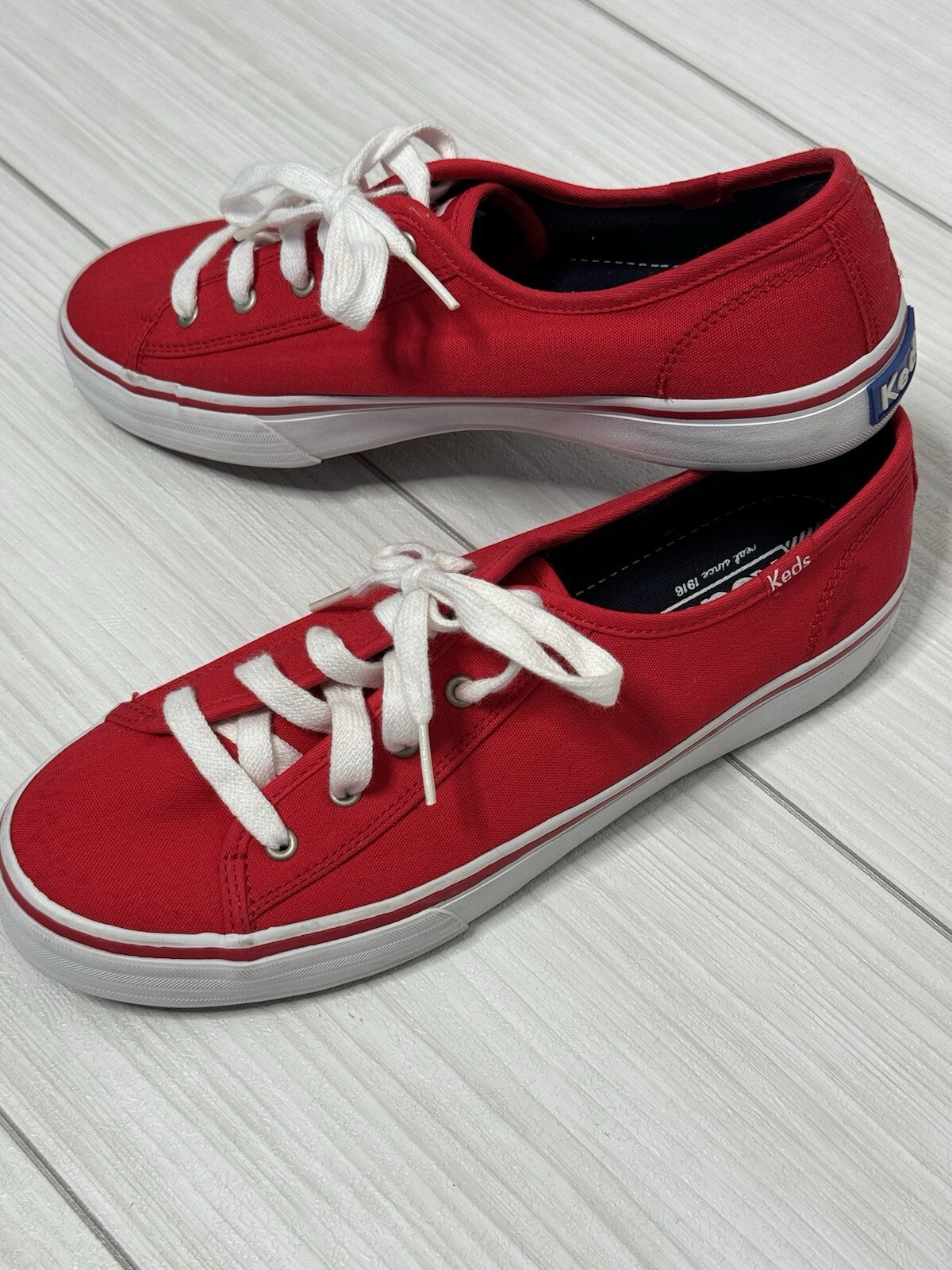 Keds Women's Champion Red Canvas Shoes Size 8 WF48674 Classic Low Top Sneakers