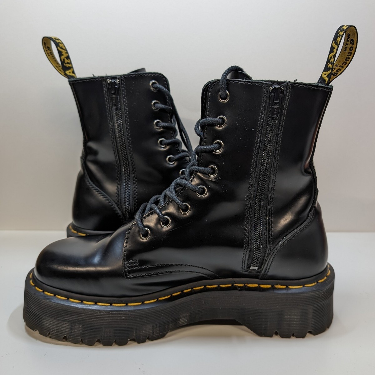 Dr. Martens Jadon Platform Black Leather Women's Boot Size 9 | eBay