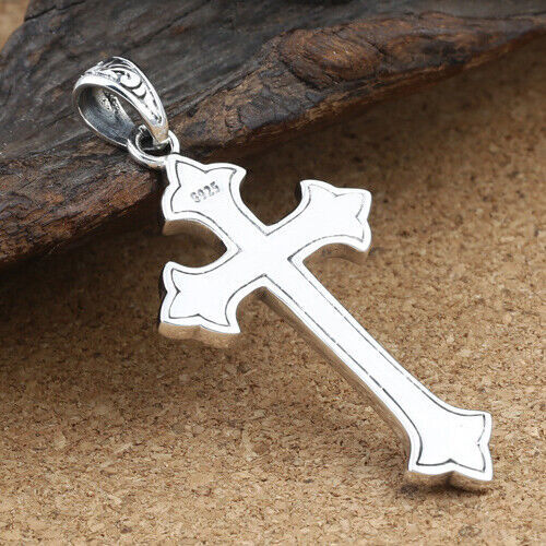 100% Real Solid 925 Sterling Silver Pendants Beautiful Cross Fashion Jewelry - Picture 3 of 4