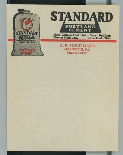 1940s Standard Portland Cement Cleveland Ohio C.F. McWilliams Meadville PA A62