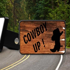 Western Wood Look COWBOY UP   new Trailer Hitch Cover Plug
