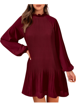 NEW Short Flowy Dress Casual Ruffle A Line Swing S | eBay