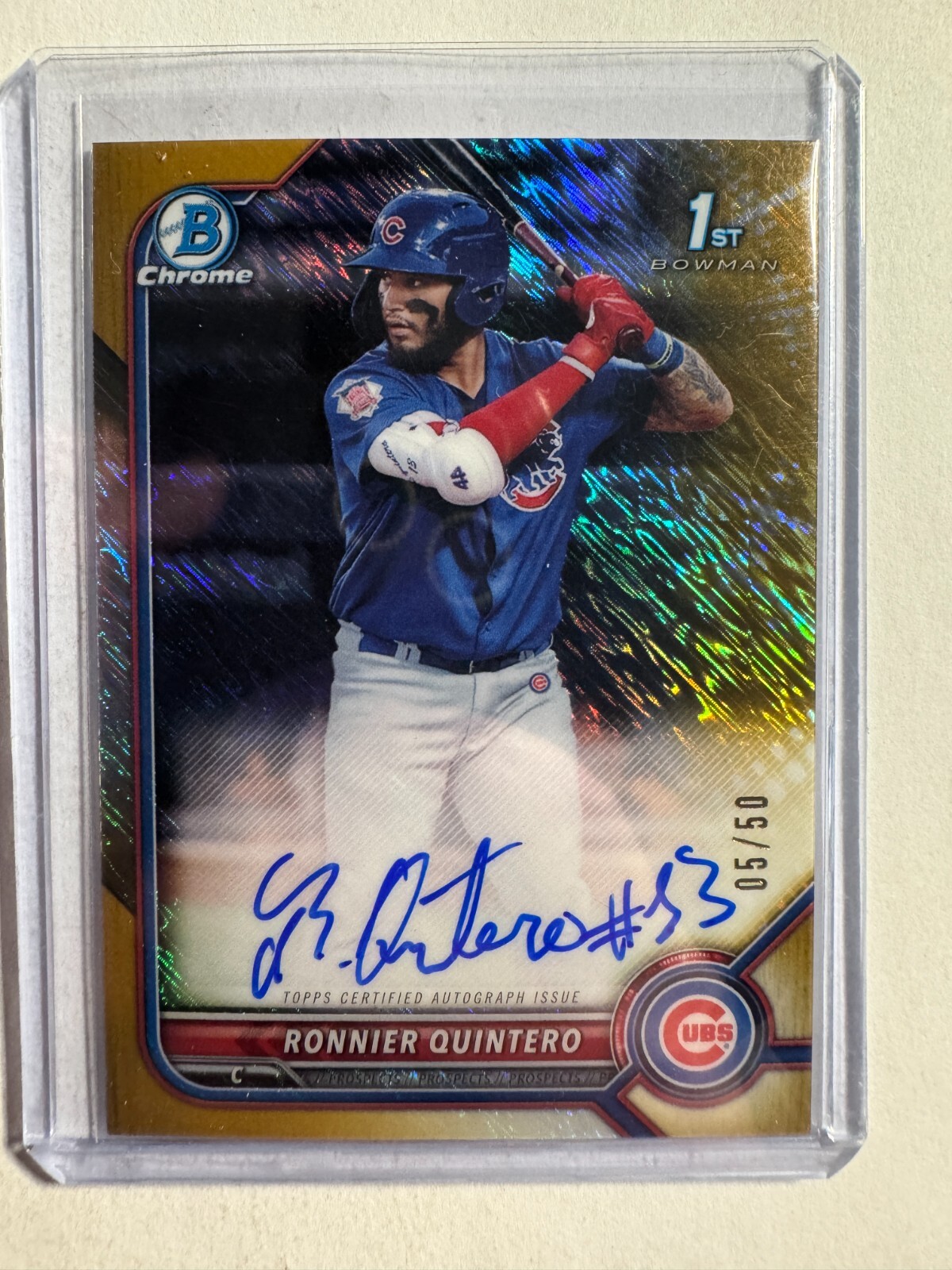 K302,112 - 2022 Bowman Chrome Auto Gold Shimmer #CPARQT Ronnier Quintero #/50