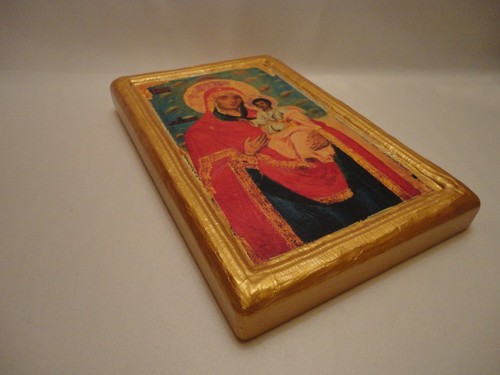 Virgin Mary Madonna & Child Our Lady Vlassarou Greek Orthodox Wooden Icon - Picture 7 of 9