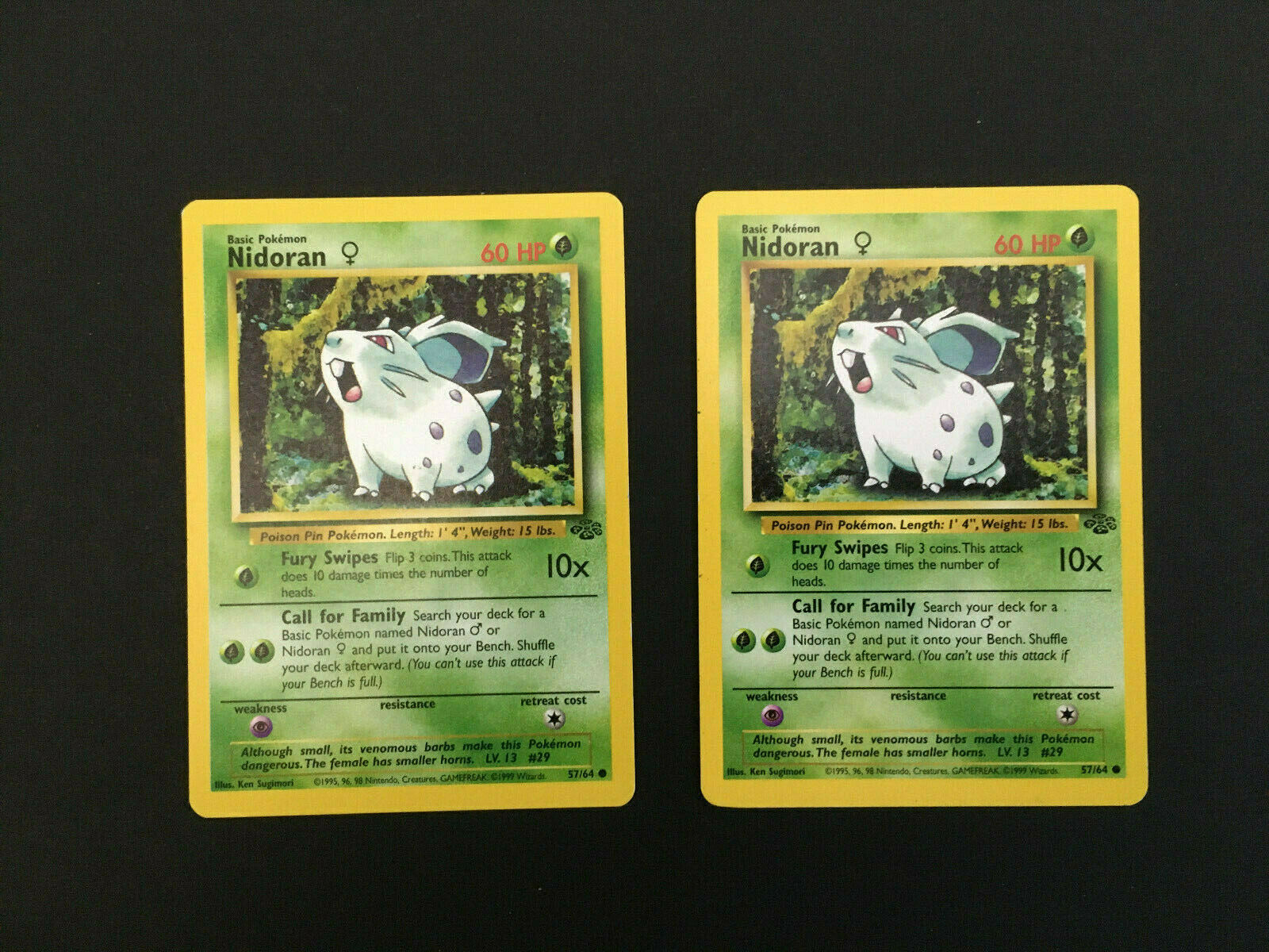 (2) Pokemon Nidoran 57/64 - Jungle Set - Excellent - All Sets Same Condition