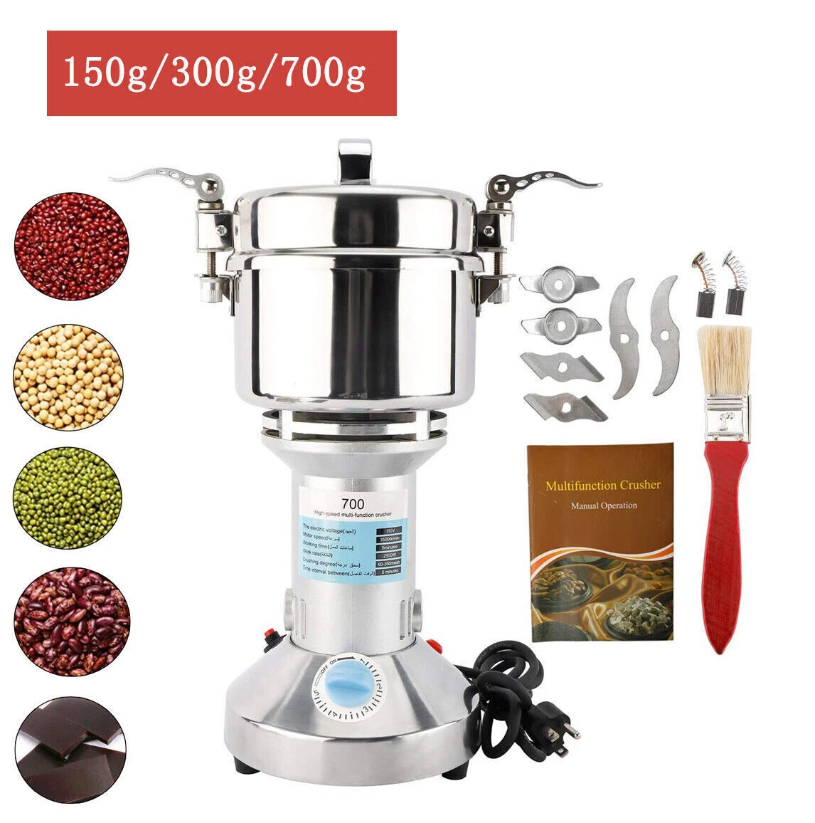 110V Electric Grain Mill Grinder Spice Cereal Flour Powder Grinding Machine