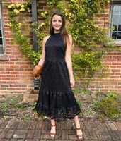 Brand New Ex Wallis Black Lace Halter Neck Long Midi Dress Sizes 8 10 12 14 16