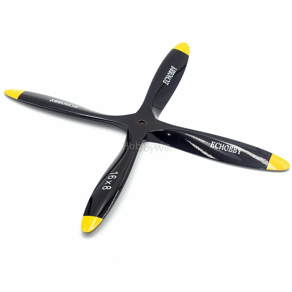 4 bladed Black 16x8 Wood Propeller Engine Power for Nitro Gas RC Model Plane - Image 2 of 4