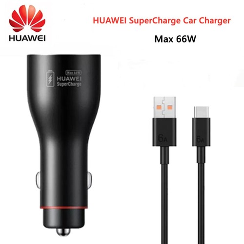 HUAWEI Super Charge Car Charger Max 66W Dual USB Port With 6A Type-c Cable - 第 1/11 張圖片