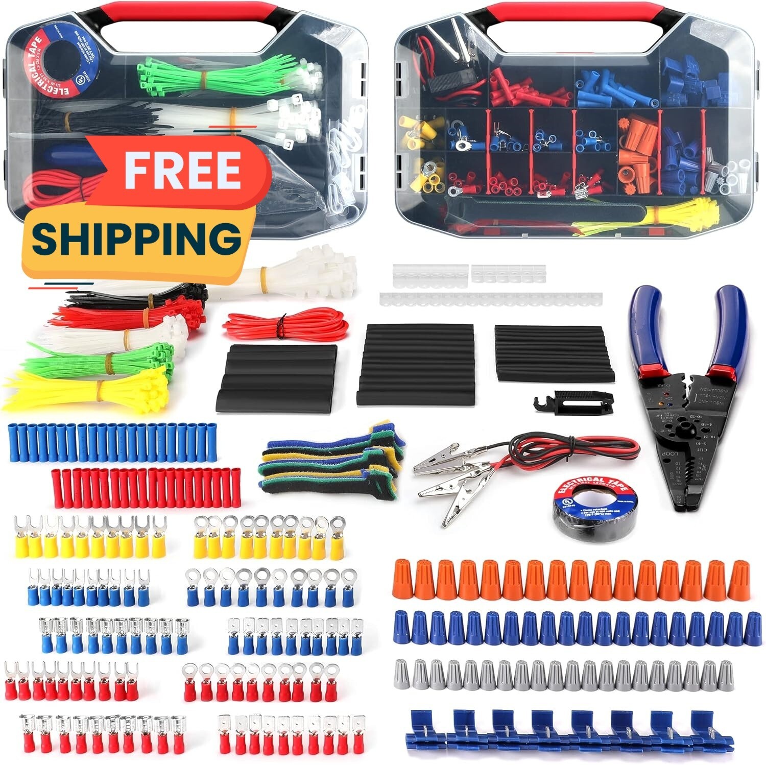 Conectores de cables, tubo termorretráctil, reparación eléctrica, 582 piezas US