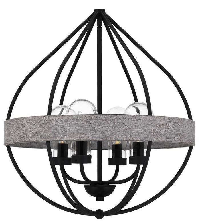 Colgante Quoizel QP5339MBK Tansy, 4 luces 240 vatios totales, negro mate Foto 3 de 3