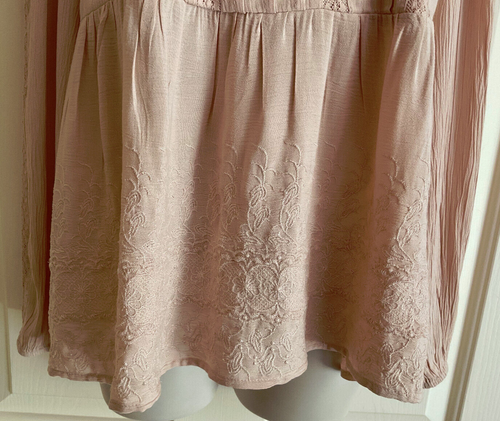 American Eagle Blouse Size S Peasant Top Blush Lace Boho Long Sleeve NWT-$50 - Picture 4 of 7