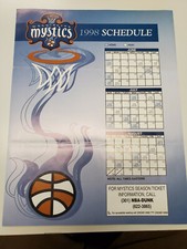 JS15 Washington Mystics 1998 WNBA Basketball Schedule Sheet w/ Seating Chart
